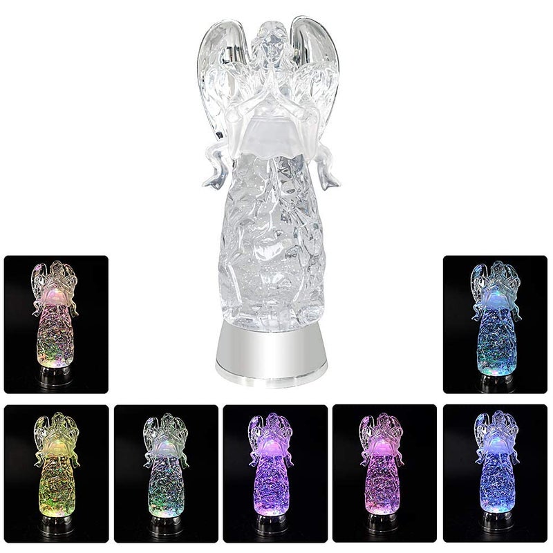 DRomance فانوس كروي ثلجي ملائكي DRomance 11" يعمل بالبطارية مع مؤقت 6 ساعات وإضاءة LED متغيرة الألوان ملاك يصلي لامعة دوارة مصباح مائي زينة عيد الشكر وعيد الميلاد هدية - Image 4